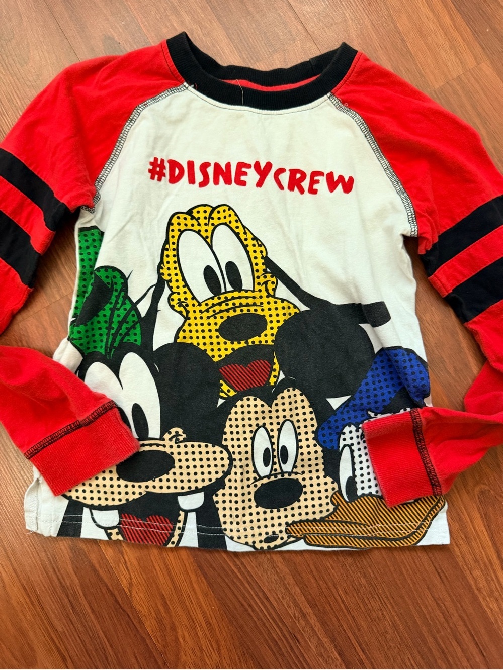 Disney Red & White Long-Sleeve #DisneyCrew Character Tee